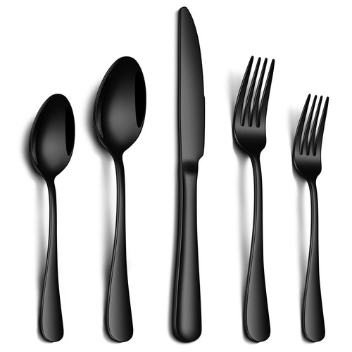 Piece black silverware - piece,