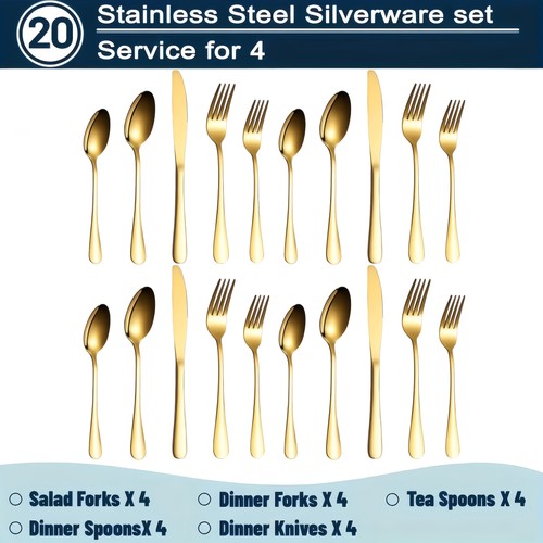 20pcs stainless steel - stainless, golden