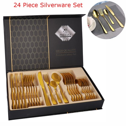 Piece gold silverware set - piece,
